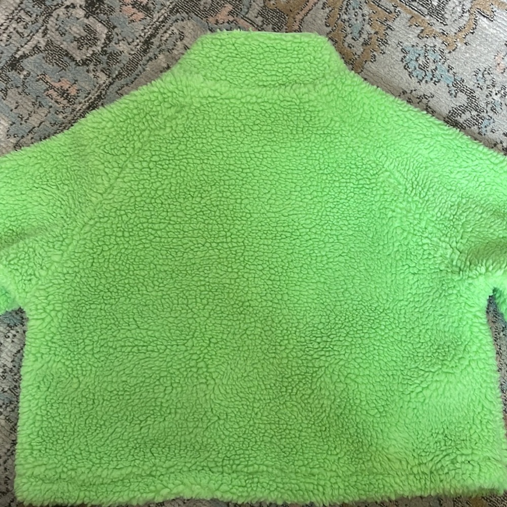 ASOS DESIGN zip through Fleece Jacket in Lime - Picture 8 of 9
